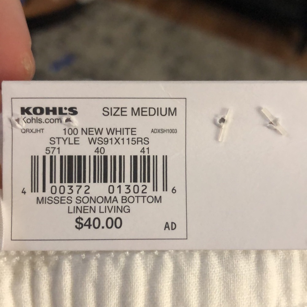 NWT Sonoma White Linen Pants, size medium - Picture 9 of 9